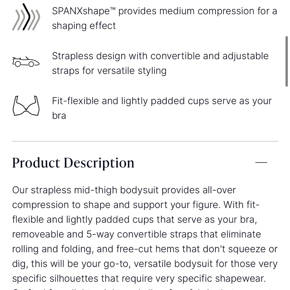 Spanx assets suit your fancy strapless mid thigh bodysuit - Picture 6 of 6